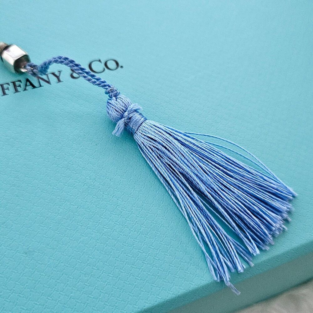🧧SOLD🎋Vintage Tiffany & Co. Antique Silver Perfume Flask Bottle With Blue Tassel - Picture 8 of 10